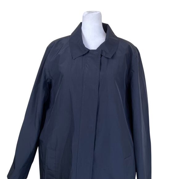 Lands’ End Wmns XL Black Long Trenchcoat Removable Insulation Polyester Read! - Picture 3 of 16